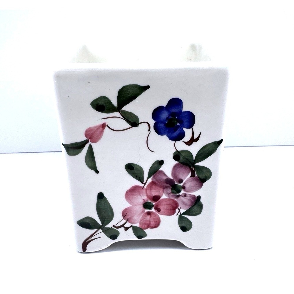 Jay Willfred Hand Painted Floral Ceramic Planter Square Pot 6 Inch
